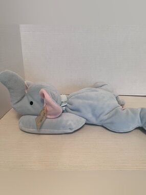 Vintage Ty Pillow Pals Squirt The Baby Blue Elephant 1996 Stuffed Animal 16”